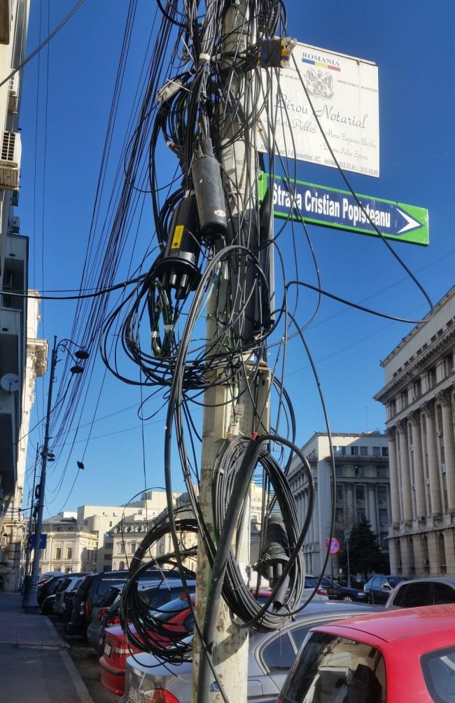 Telephone pole in Bucharest
