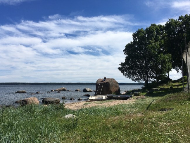 Joanna on a big rock