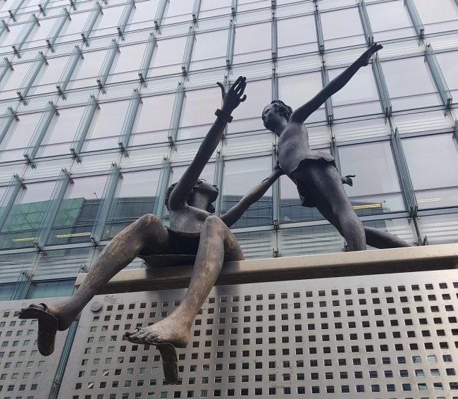 A statue outside one of the European Union buildings in Brussels