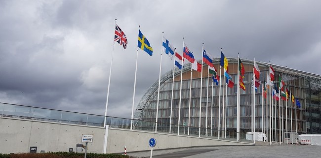 EU flags flying